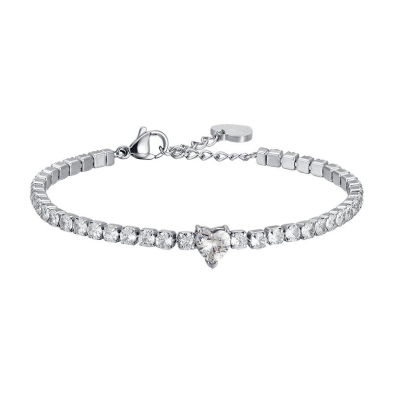Luca Barra - Bracciale Donna Acciaio - Cristalli Bianchi - Cuore