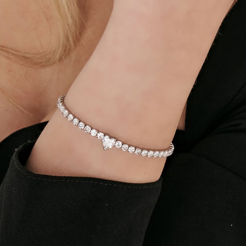 Luca Barra - Bracciale Donna Acciaio - Cristalli Bianchi - Cuore
