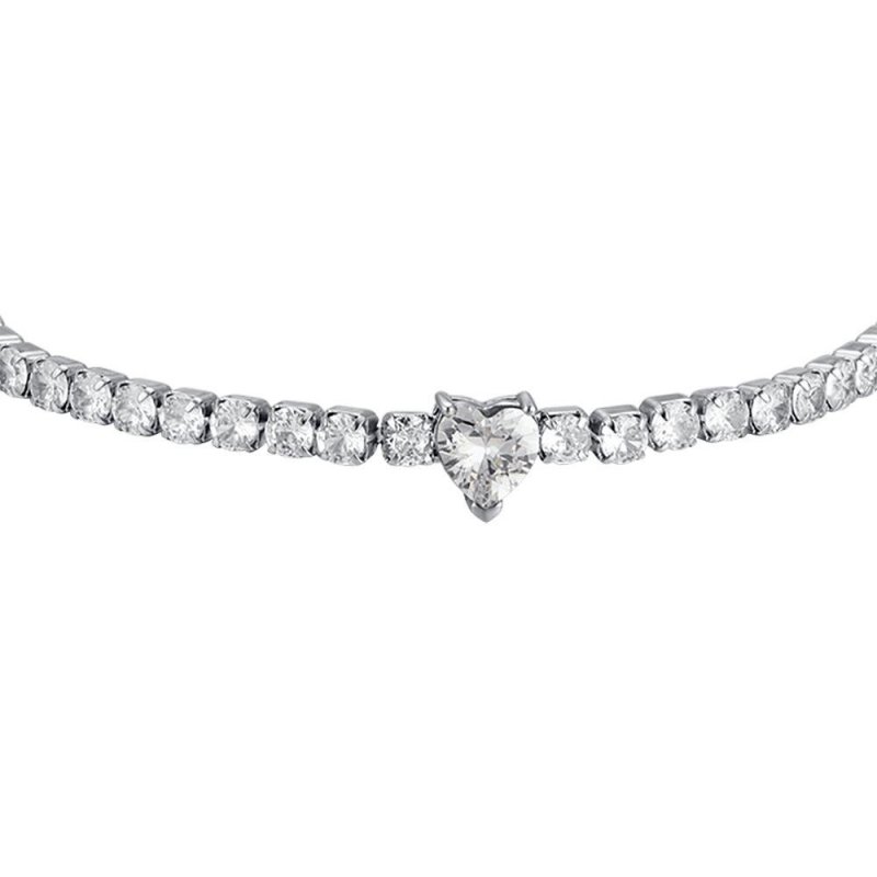 Luca Barra - Bracciale Donna Acciaio - Cristalli Bianchi - Cuore