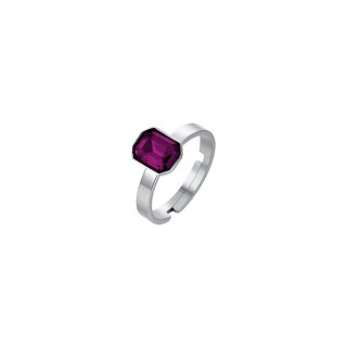 Luca Barra - Anello Donna Acciaio - Cristalli Fucsia - Regolabile