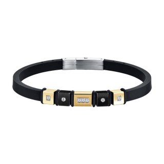 Luca Barra - Bracciale Uomo Silicone Nero - Acciaio Ip Gold E Nero