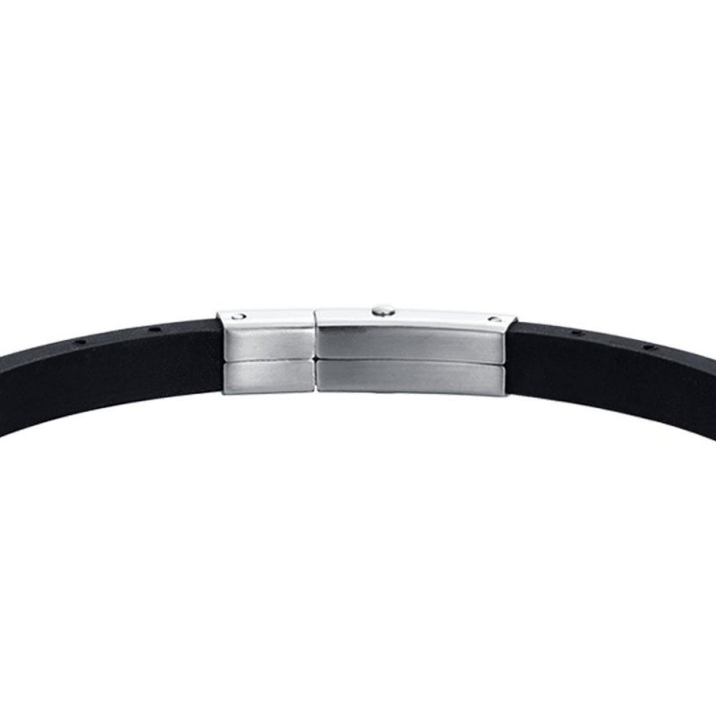 Luca Barra - Bracciale Uomo Silicone Nero - Acciaio Ip Gold E Nero