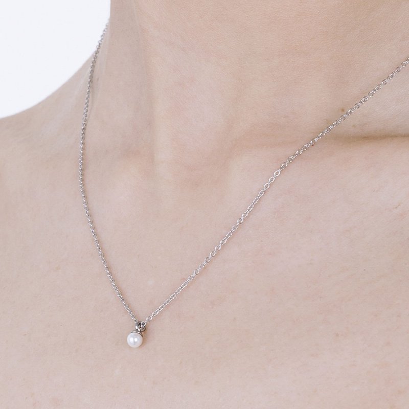 Luca Barra - Collana Donna Acciaio - Perle 4Mm - Eleganza
