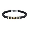 Luca Barra - Bracciale Uomo - Silicone Nero - Acciaio Ip Gold