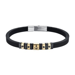 Luca Barra - Bracciale Uomo - Silicone Nero - Acciaio Ip Gold