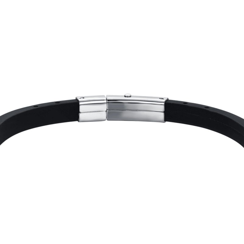 Luca Barra - Bracciale Uomo - Silicone Nero - Acciaio Ip Gold