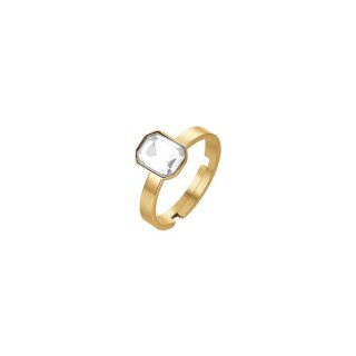 Luca Barra - Anello Donna Acciaio Ip Gold - Cristallo Bianco