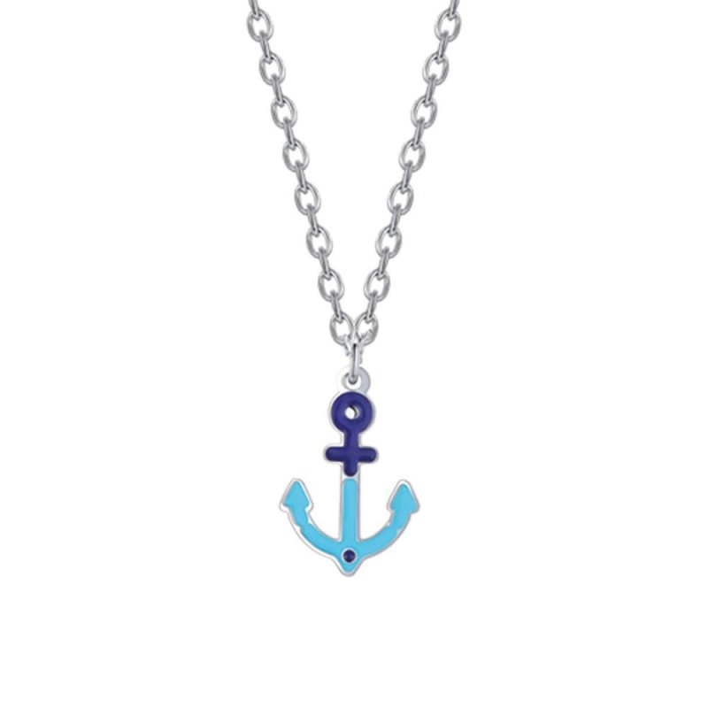 Luca Barra - Collana Bambino Acciaio - Ancora Blu - 38+3 Cm