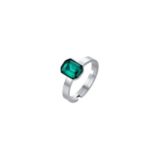 Luca Barra - Anello Donna Acciaio - Cristallo Verde - Regolabile