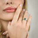 Luca Barra - Anello Donna Acciaio - Cristallo Verde - Regolabile