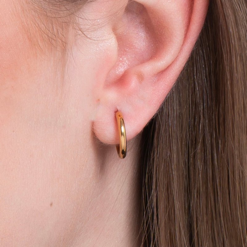 Luca Barra - Orecchini Donna Cerchio - Acciaio Dorato - 14 Mm
