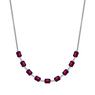 Luca Barra - Collana Donna Acciaio - Cristalli Fucsia