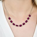 Luca Barra - Collana Donna Acciaio - Cristalli Fucsia