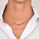 Luca Barra - Collana Uomo Acciaio - Pietra Blu - Design Elegante