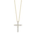 Luca Barra - Collana Donna Croce - Acciaio Ip Gold - Cristalli Bianchi