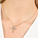 Luca Barra - Collana Donna Croce - Acciaio Ip Gold - Cristalli Bianchi