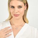 Luca Barra - Collana Donna Croce - Acciaio Ip Gold - Cristalli Bianchi