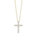 Luca Barra - Collana Donna Croce - Acciaio Ip Gold - Cristalli Bianchi