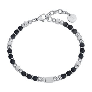 Luca Barra - Bracciale Uomo Acciaio - Agata Nera - Dettagli Esclusivi