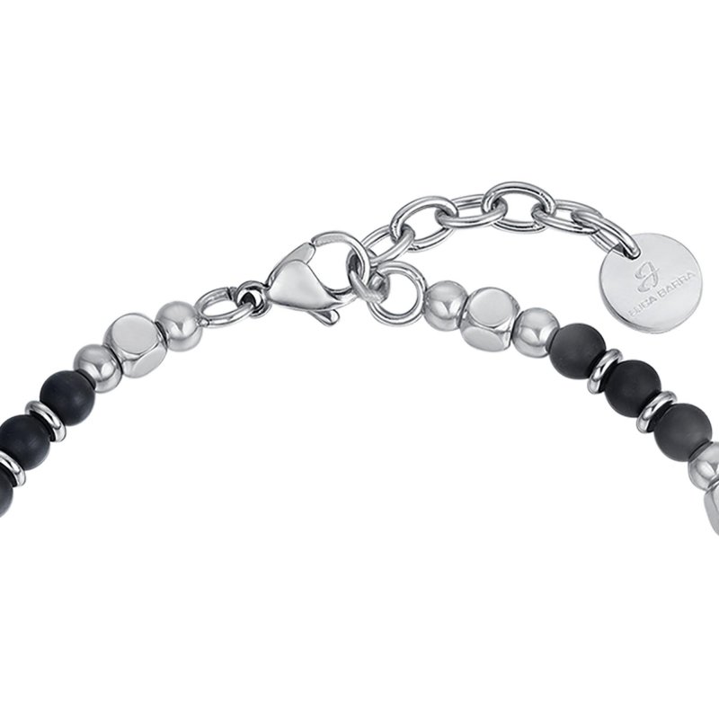 Luca Barra - Bracciale Uomo Acciaio - Agata Nera - Dettagli Esclusivi