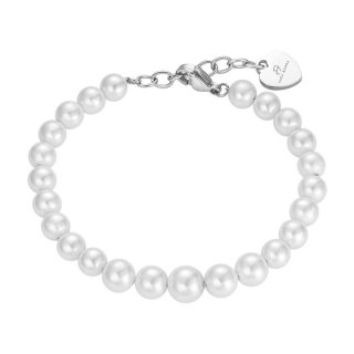 Luca Barra - Bracciale Donna - Acciaio - Perle Sintetiche Bianche