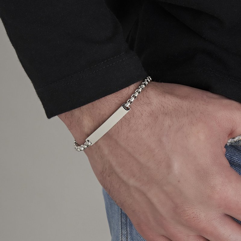 Luca Barra - Bracciale Uomo - Acciaio - Piastra Personalizzabile