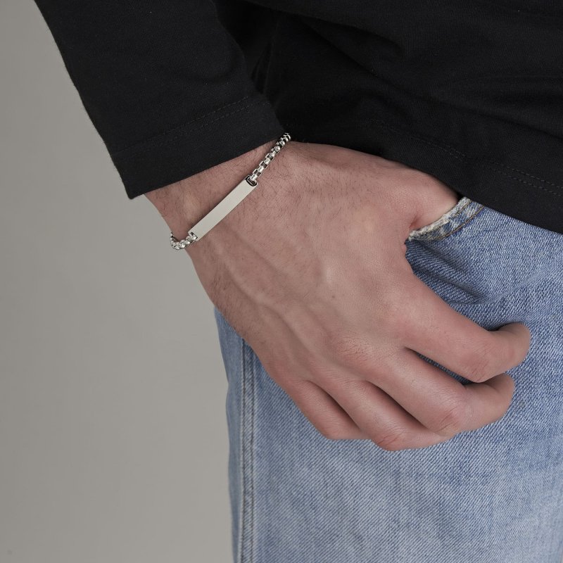 Luca Barra - Bracciale Uomo - Acciaio - Piastra Personalizzabile