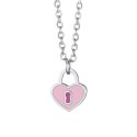 Luca Barra - Collana Bambina Cuore Lucchetto - Acciaio - 38+3 Cm