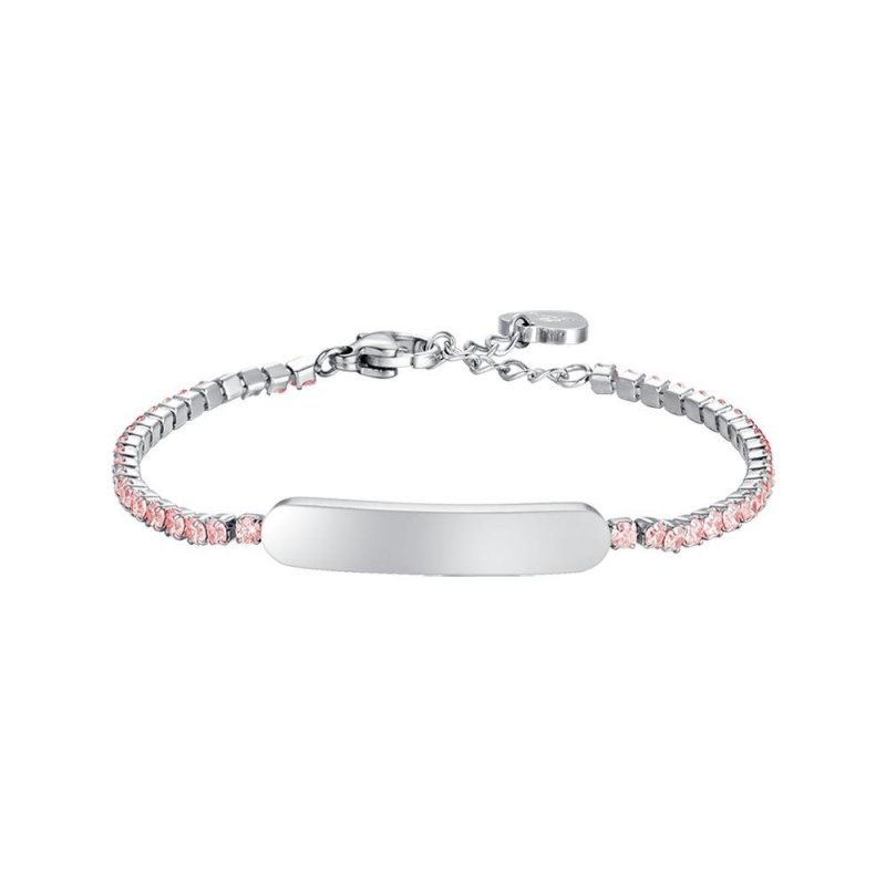 Luca Barra - Bracciale Tennis Bambina - Acciaio - Cristalli Rosa