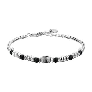 Luca Barra - Bracciale Uomo Acciaio - Agata Nera - Elementi