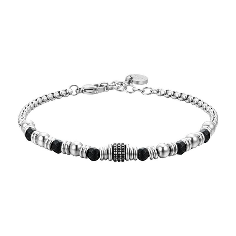 Luca Barra - Bracciale Uomo Acciaio - Agata Nera - Elementi
