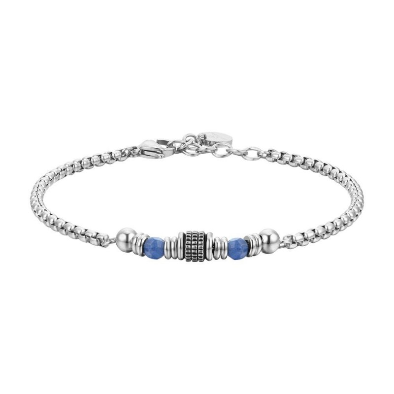 Luca Barra - Bracciale Uomo Acciaio - Sodalite Blu - Eleganza Moderna