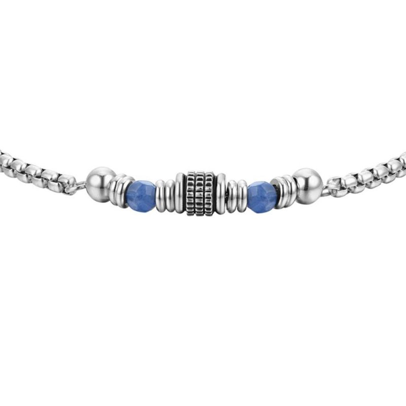 Luca Barra - Bracciale Uomo Acciaio - Sodalite Blu - Eleganza Moderna