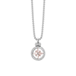 Luca Barra - Collana Uomo Acciaio - Rosa Dei Venti - Ip Rose