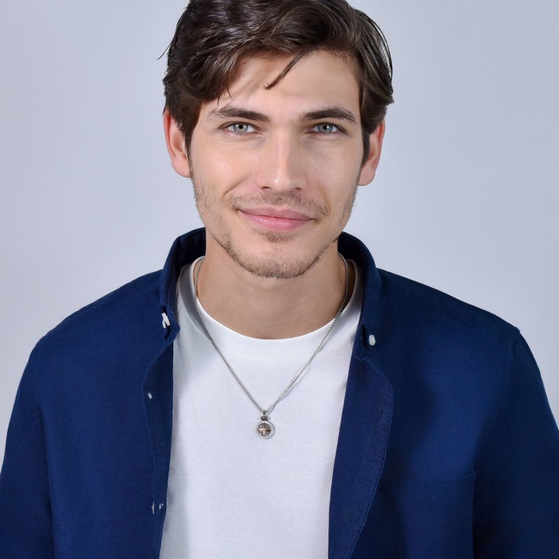 Luca Barra - Collana Uomo Acciaio - Rosa Dei Venti - Ip Rose