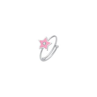 Luca Barra - Anello Bambina Stella - Acciaio - Smalto Rosa