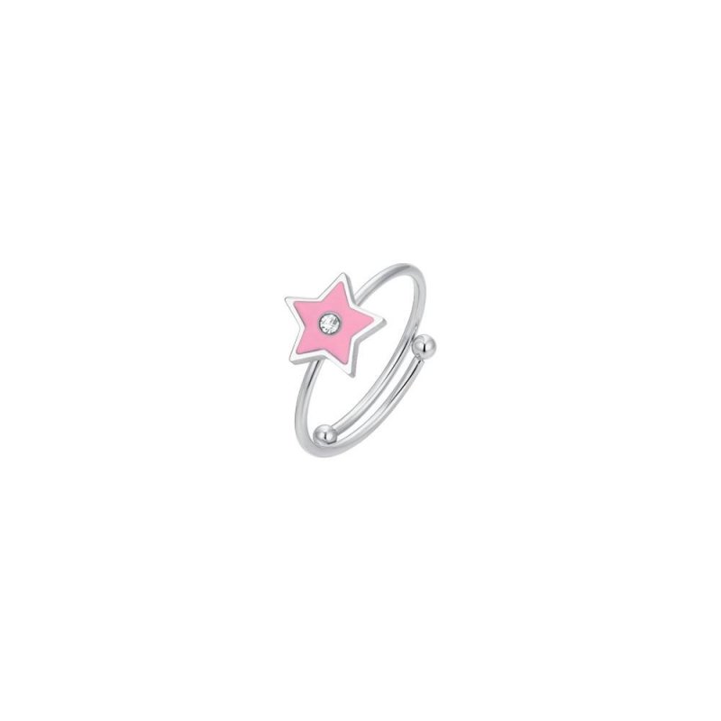 Luca Barra - Anello Bambina Stella - Acciaio - Smalto Rosa