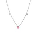 Luca Barra - Collana Bambina Cuore - Acciaio - Smalto Rosa