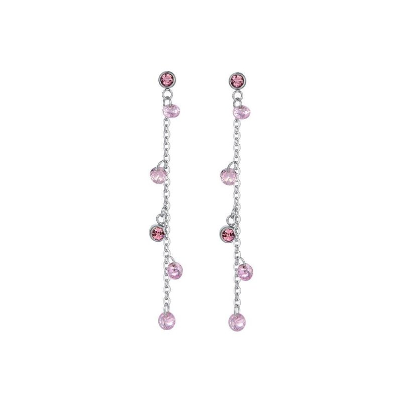 Luca Barra - Orecchini Donna - Acciaio - Cristalli Rosa