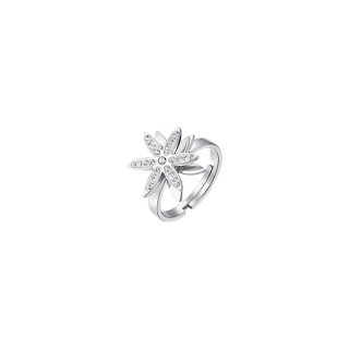 Luca Barra - Anello Donna Acciaio - Fiore Della Vita - Cristalli Bianchi