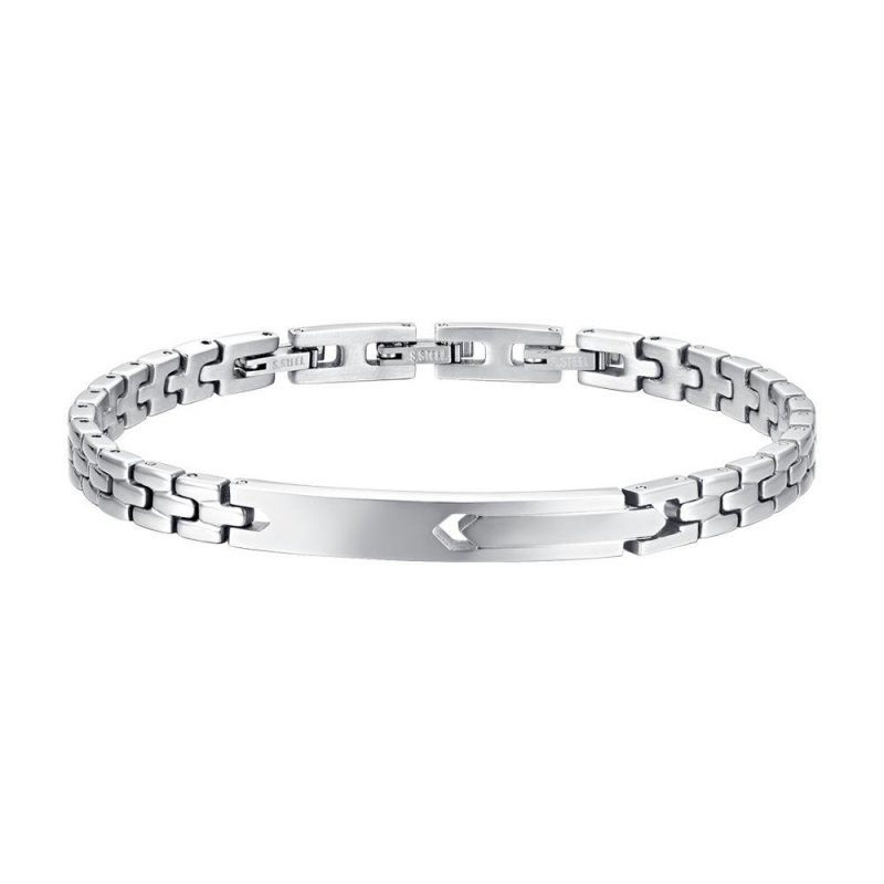 Luca Barra - Bracciale Uomo Acciaio - Piastra Elegante - 21,5 Cm