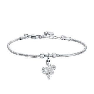 Luca Barra - Bracciale Donna Serpente - Acciaio - Cristalli Bianchi