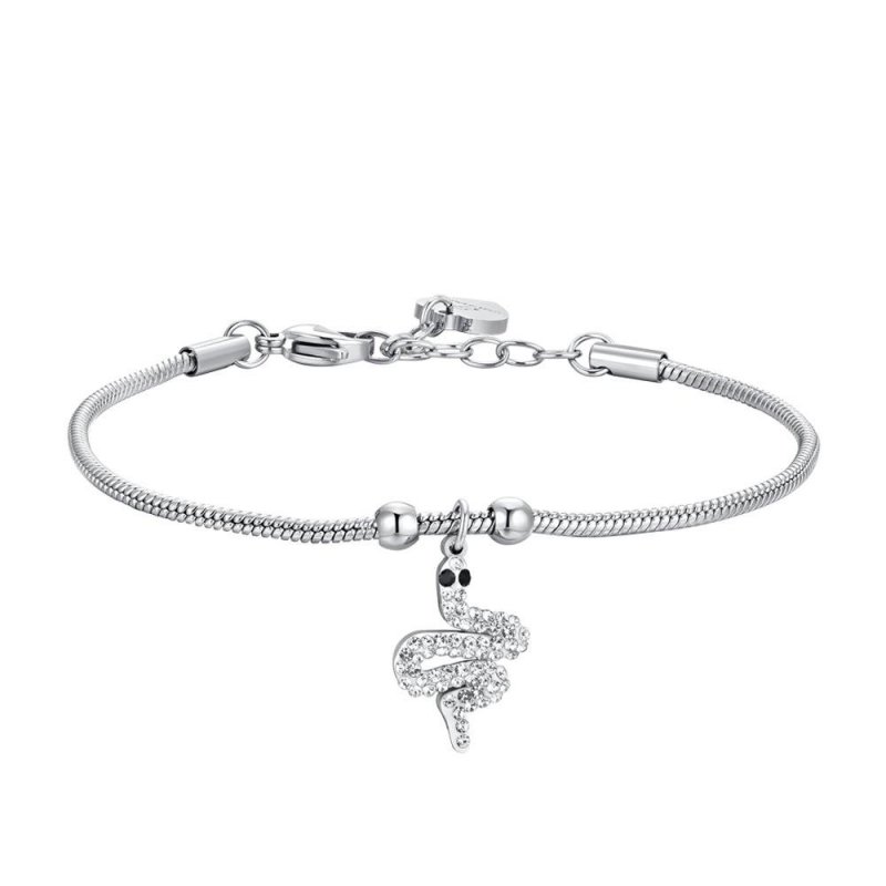 Luca Barra - Bracciale Donna Serpente - Acciaio - Cristalli Bianchi