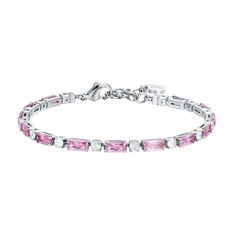 Luca Barra - Bracciale Tennis Donna - Acciaio - Zirconi Rosa