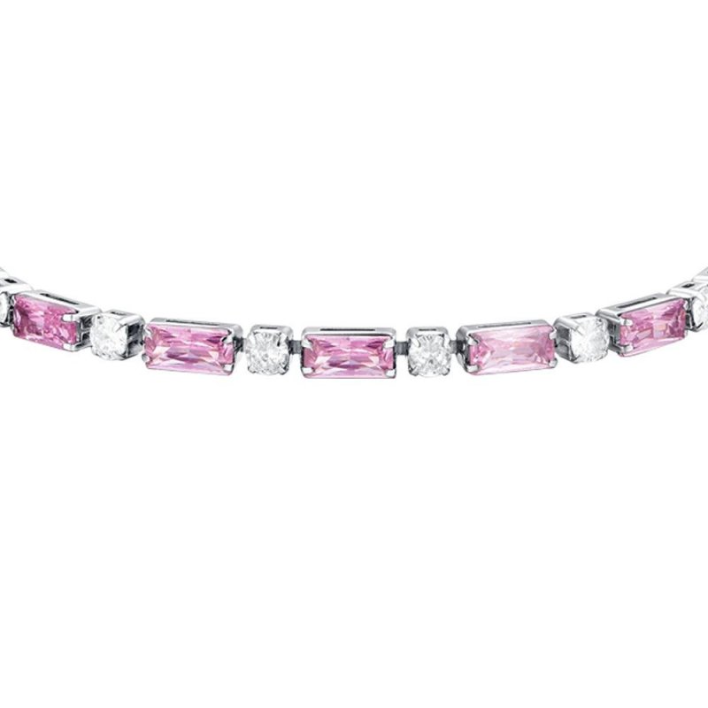 Luca Barra - Bracciale Tennis Donna - Acciaio - Zirconi Rosa