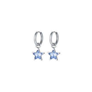 Luca Barra - Orecchini Donna Acciaio - Stelle - Punti Luce Azzurri