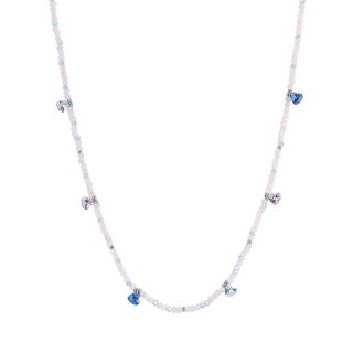 Luca Barra - Collana Donna Acciaio - Pietre Rosa - Cristalli Multicolor