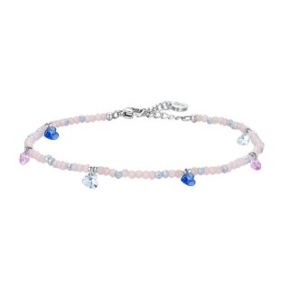 Luca Barra - Cavigliera Donna - Acciaio - Pietre Rosa - Cristalli