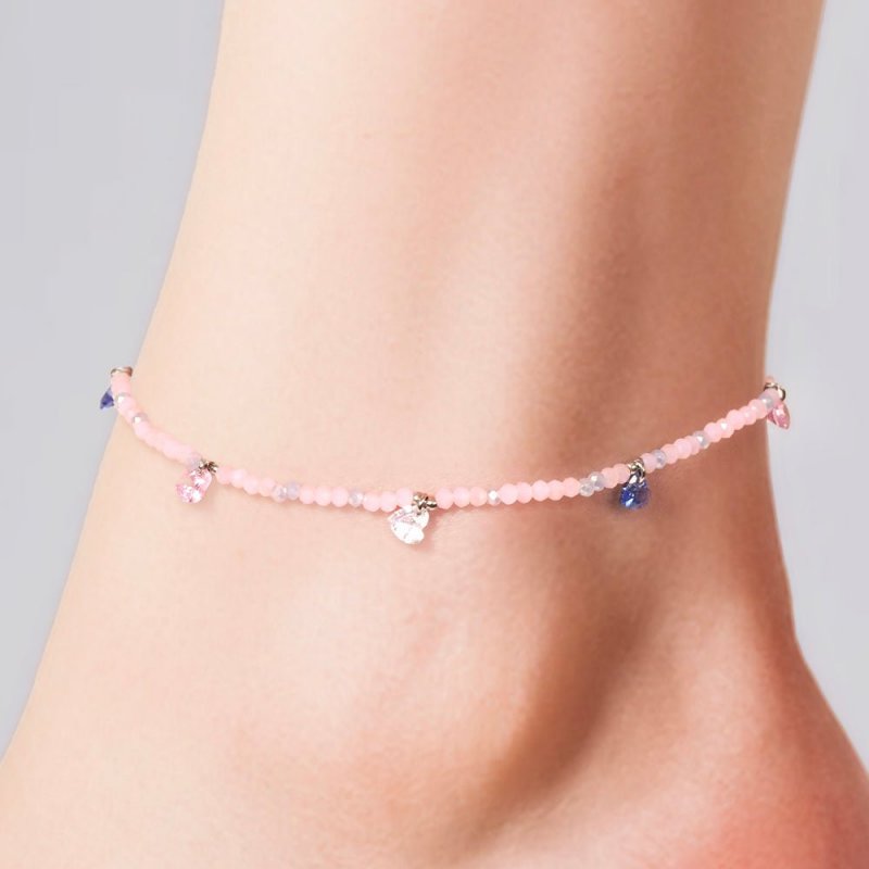Luca Barra - Cavigliera Donna - Acciaio - Pietre Rosa - Cristalli