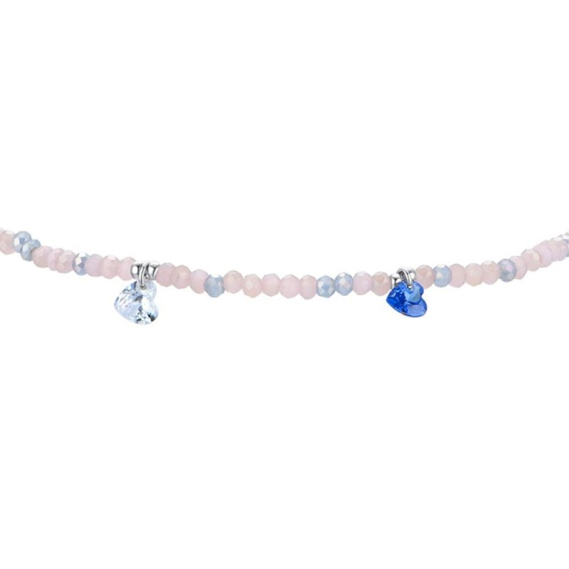 Luca Barra - Cavigliera Donna - Acciaio - Pietre Rosa - Cristalli